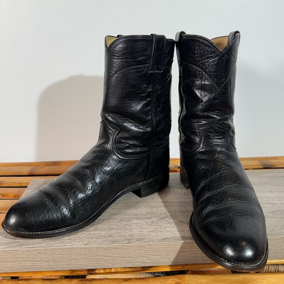 Vintage Justin Boots Men's 3187 Soft Bullhide Leather Roper Boots Size 10 D USA - Picture 4 of 16